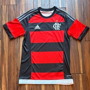 Adidas Black and Red Striped Jersey